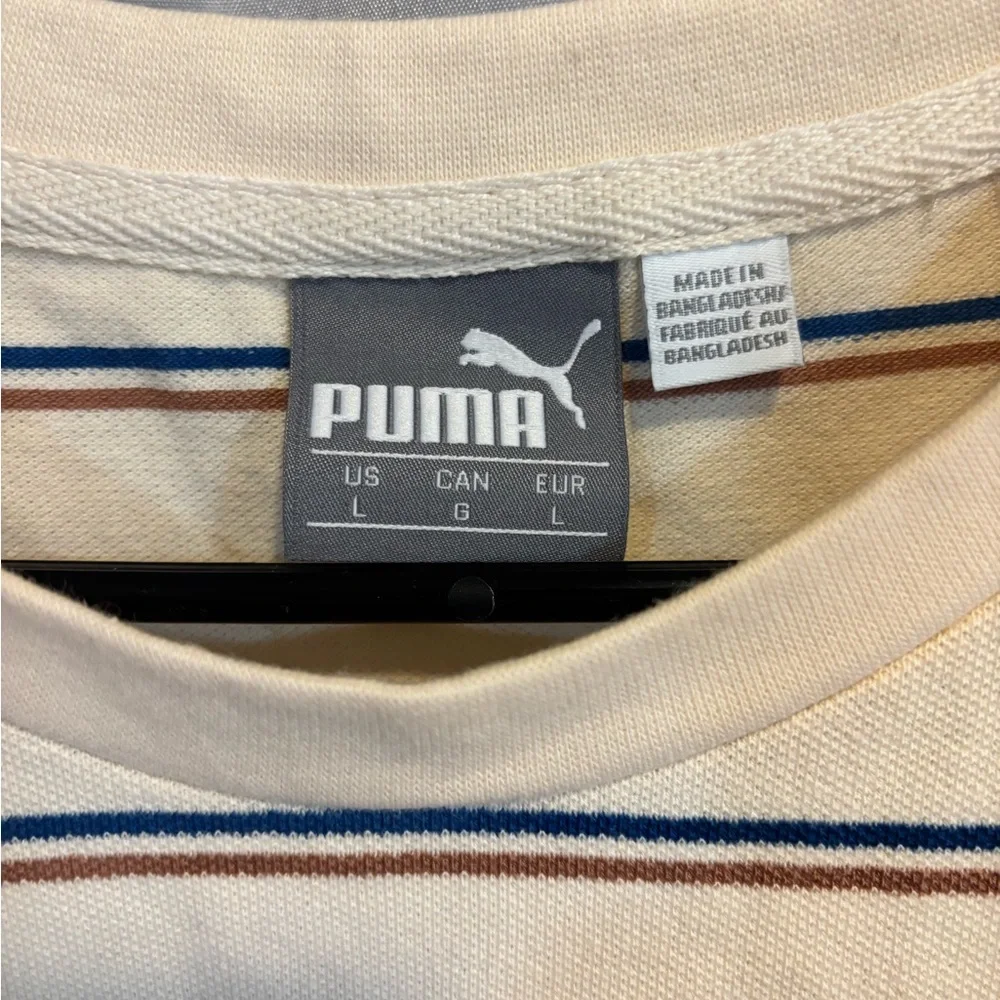 Puma Men's Beige Striped Tee - Picture 3 of 4